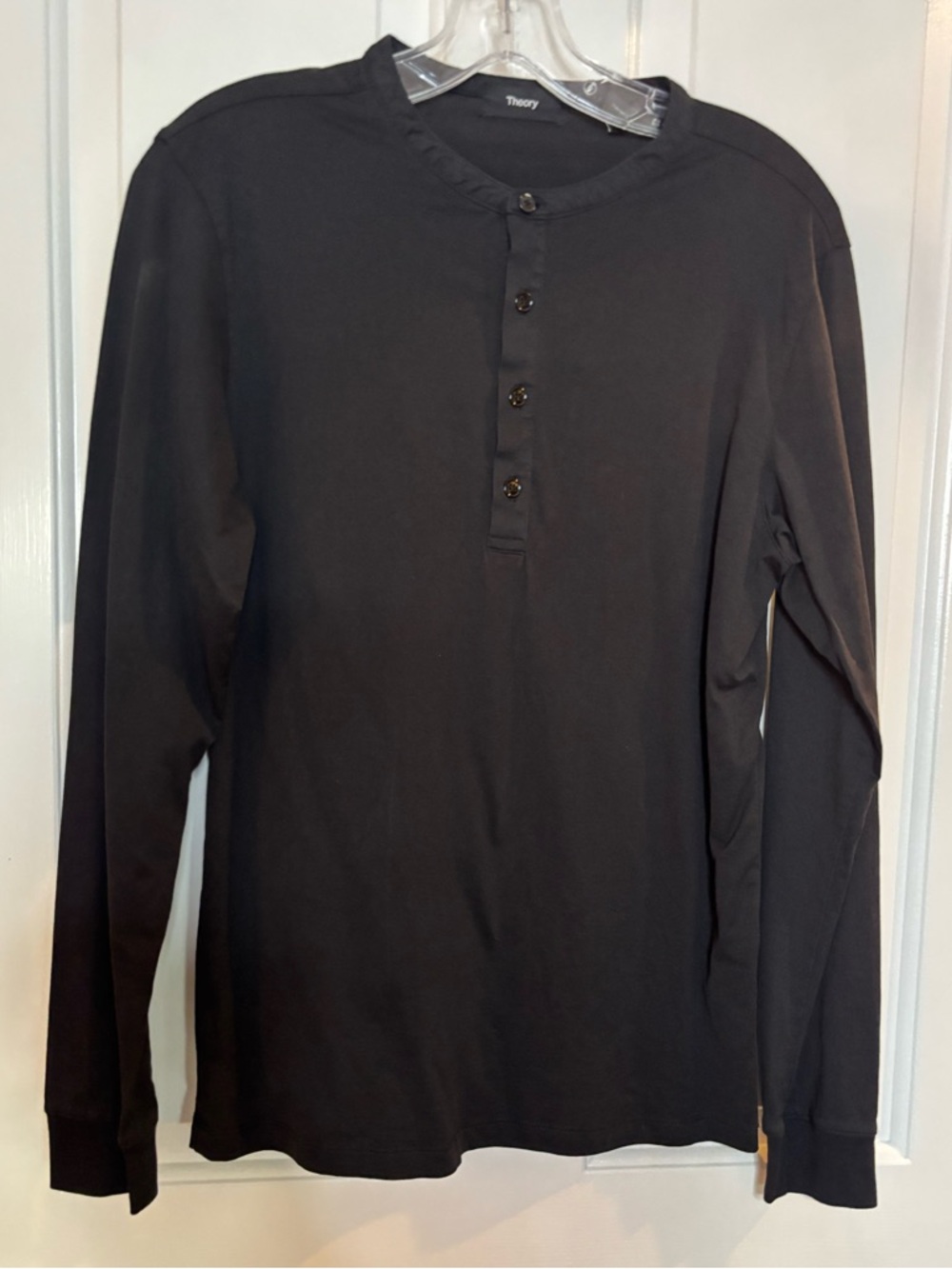 EUC Theory Mens Black Long-Sleeve Henley Shirt Size S